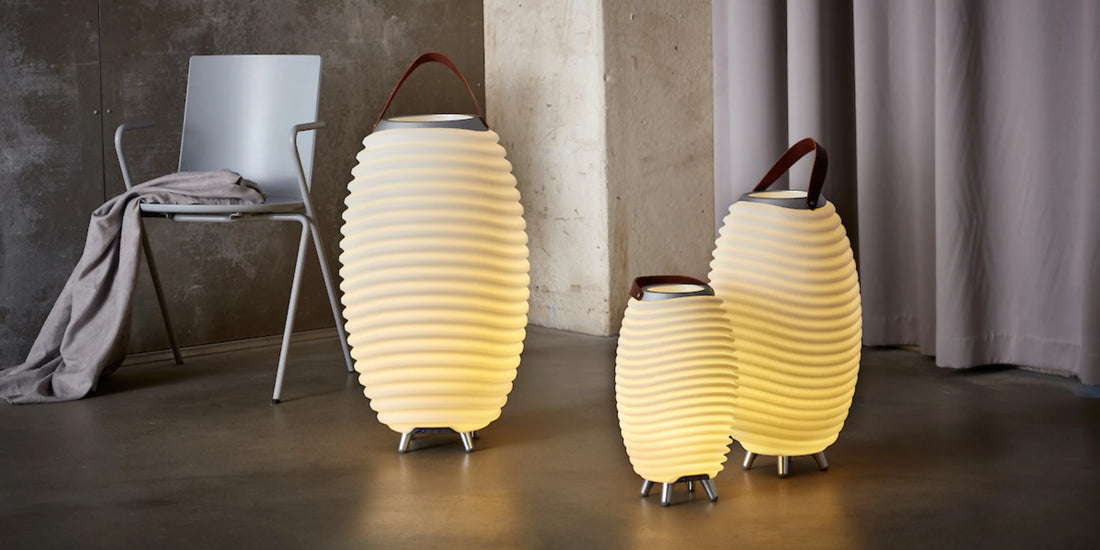 New & Improved Kooduu Synergy - a beautiful Bluetooth speaker lamp with drinks holder in one